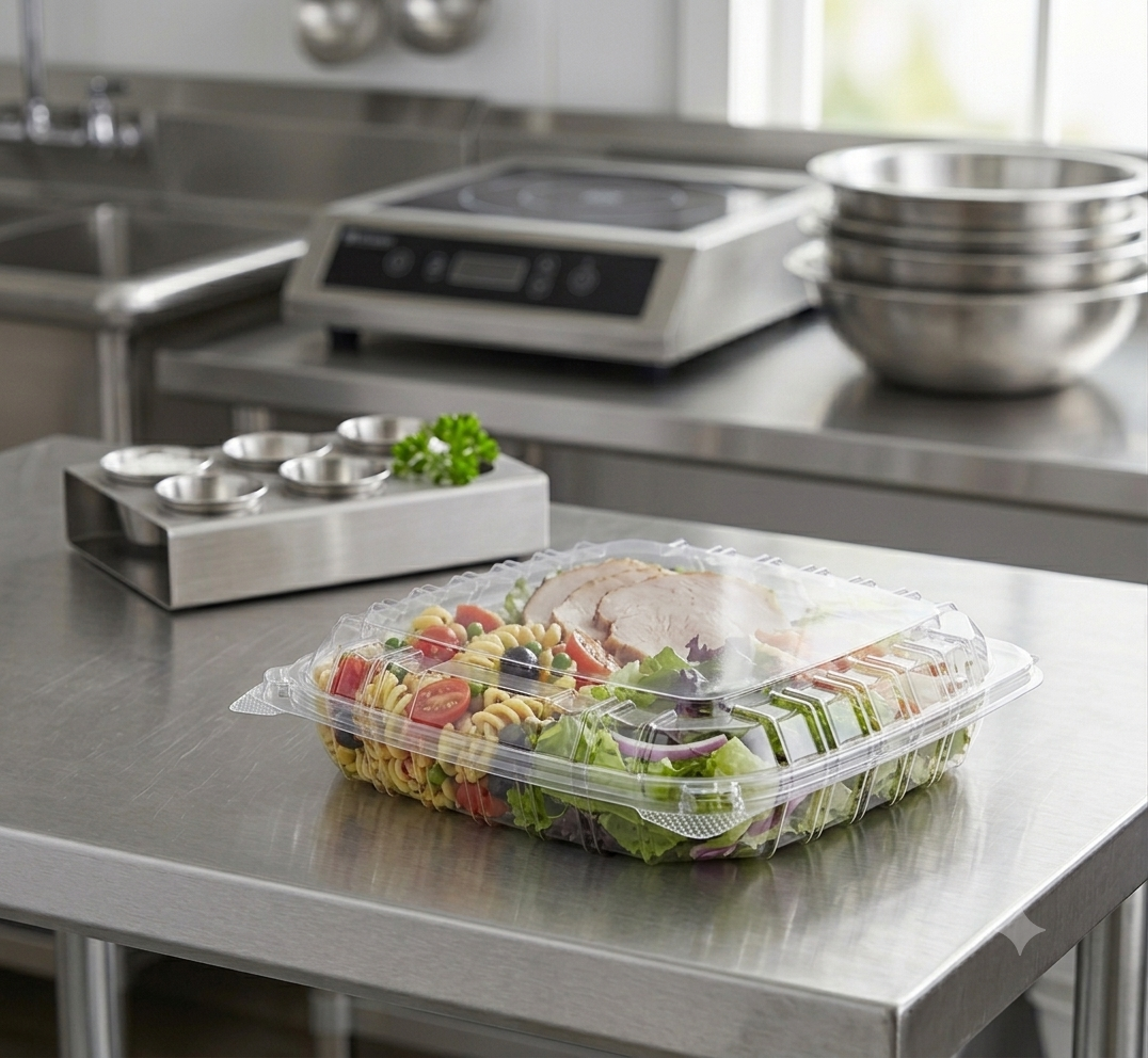 Dart ClearSeal Shallow Clear Hinged Lid Container – 8 5/16" x 8 5/16" x 2" – 250/Case