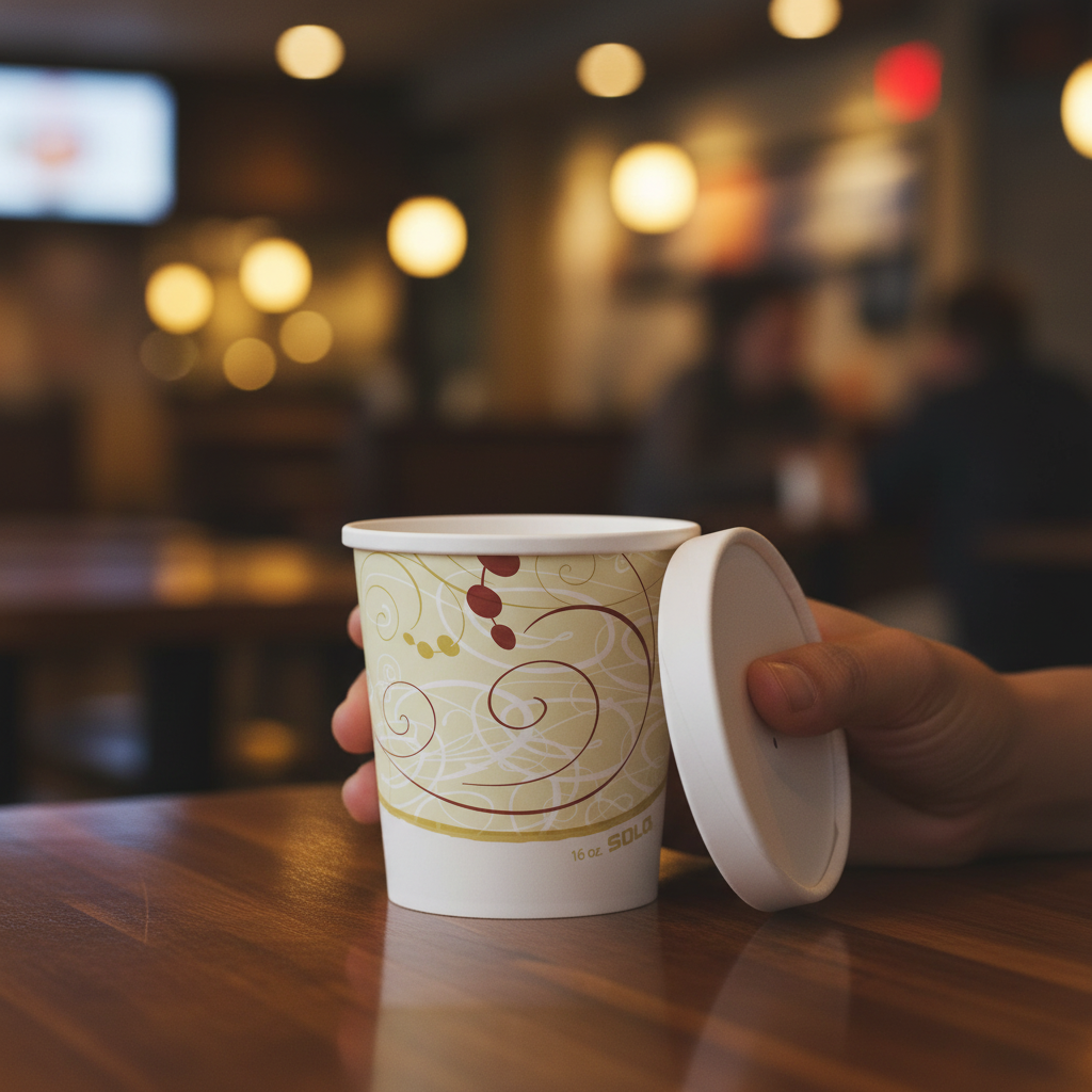 Dart 16 oz. Symphony Print Double Poly-Paper Soup / Hot Food Cup with Vented Paper Lid - 250/Case