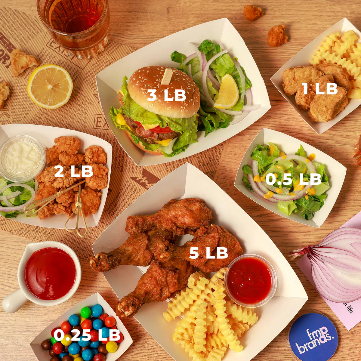 Red Check Paperboard Food Trays – Grease-Resistant, Microwaveable