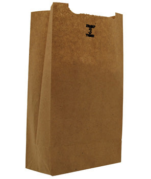 Duro 3 lb. Natural Kraft Paper Bag - 35 lb Basis Weight - 400/Bundle