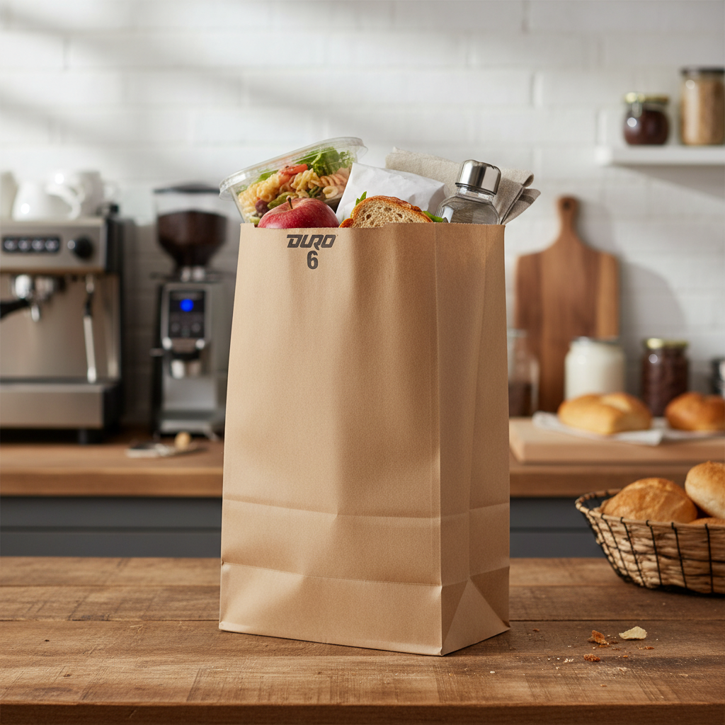 Duro 6 lb. Natural Kraft Paper Bag - 35 lb Basis Weight - 500/Bundle