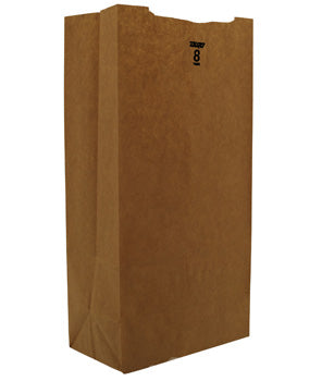 Duro 8 lb. Natural Kraft Paper Bag - 35 lb Basis Weight - 500/Bundle