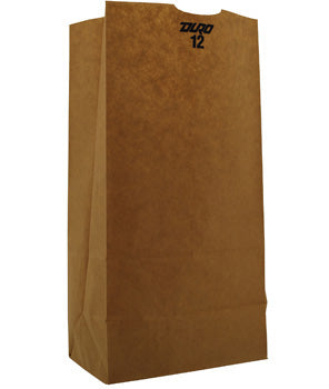 Duro 12 lb. Natural Kraft Paper Bag - 40 lb Basis Weight, Premium Large Size - 500/Bundle