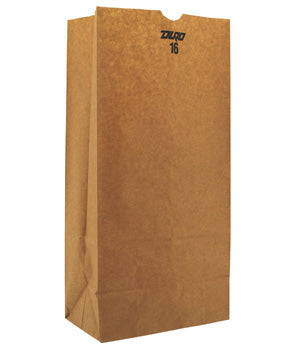 Duro 16 lb. Natural Kraft Paper Bag - 40 lb Basis Weight, Expandable Gussets - 500/Bundle