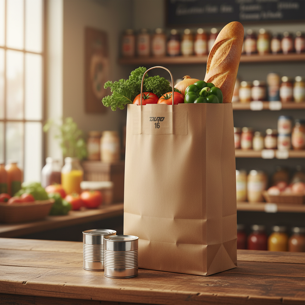 Duro 16 lb. Natural Kraft Paper Bag - 40 lb Basis Weight, Expandable Gussets - 500/Bundle
