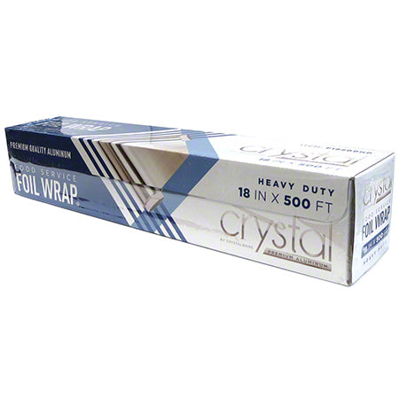 Crystalware Standard Aluminum Foil Roll, 18" x 500', Food Service Grade – 1/Case