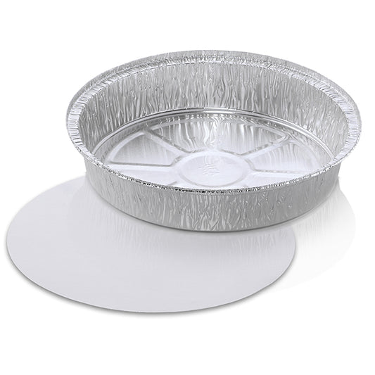 HFA Handi-Foil 9 Inch Round Deep Aluminum Pan with Foil Board Lid - 200/Case