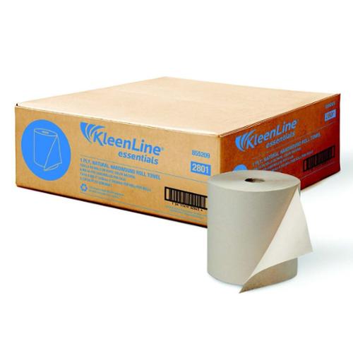 KleenLine Essentials Kraft Hardwound Roll Towels – 1-Ply, 800 Ft - 6 Rolls/Case