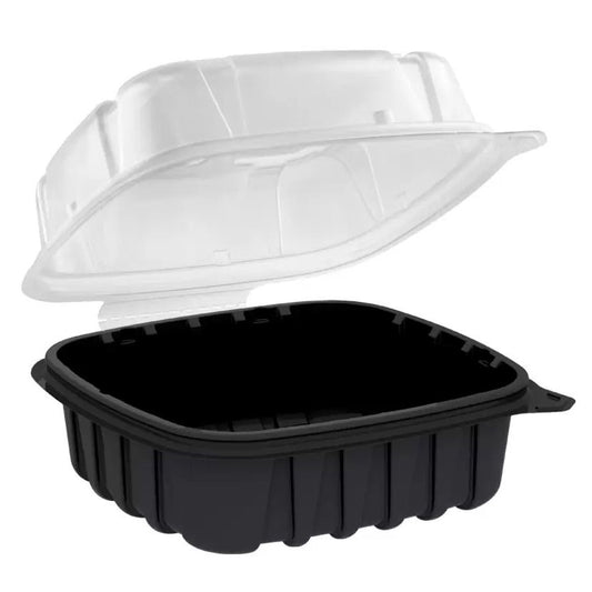Smart Company Black/Clear PP Single-Compartment Hinged Lid Container – 6" x 6" x 3" – 420/Case