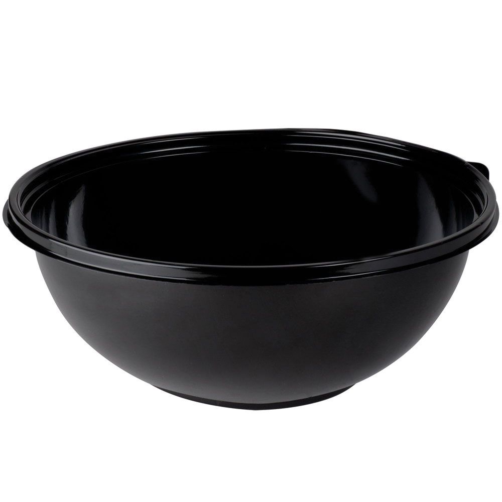 Visions 160 oz Black PET Plastic Round Catering/Serving Bowl – 25/Case