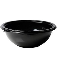 Visions 32 oz Black PET Plastic Round Catering/Serving Bowl – 100/Case