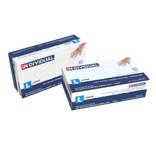 Individual Vinyl Powdered Glove Large Clear 3 Mil Food Safe - 1,000/Case