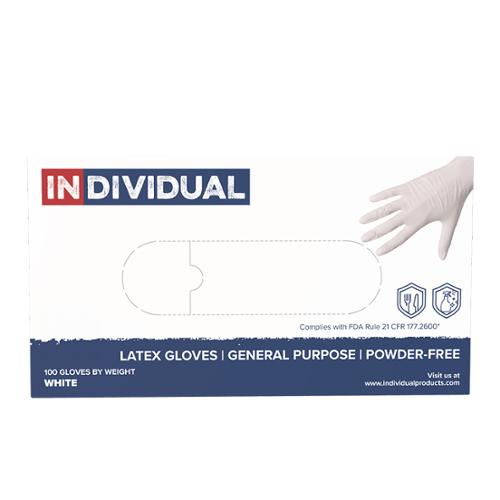 Individual Latex Powder-Free Glove Large White 4 Mil Food Safe 1,000/Case