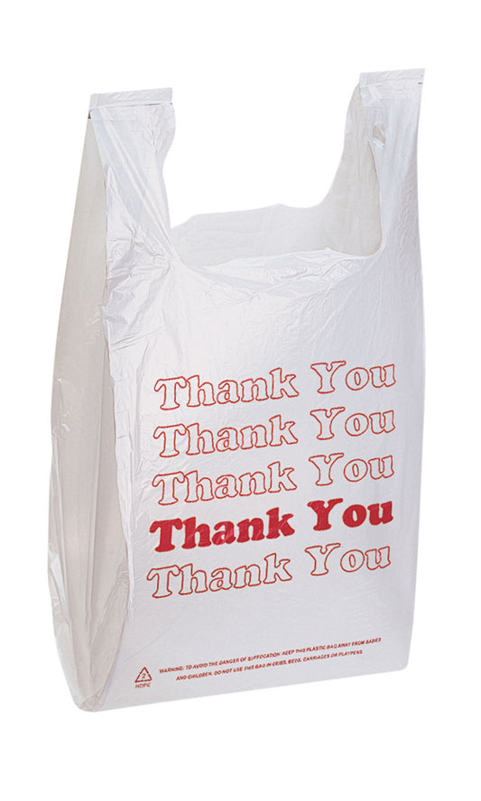 Reusable Non-Woven Polypropylene T-Shirt Bag World of Thanks Green 12" × 7" × 22" 200/Case