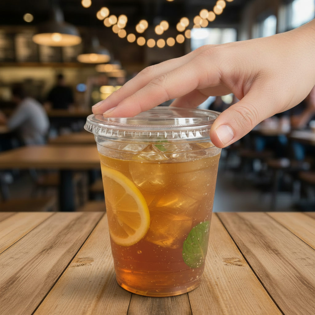 Solo PET Plastic Flat Lid with Straw Slot – Clear Lid for Cold Cups - 1,000/Case