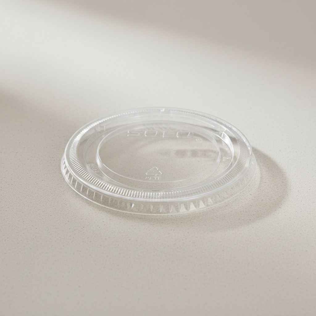 Solo PET Plastic Flat Lid with Straw Slot – Clear Lid for 5–20 oz. Cold Cups - 1,000/Case