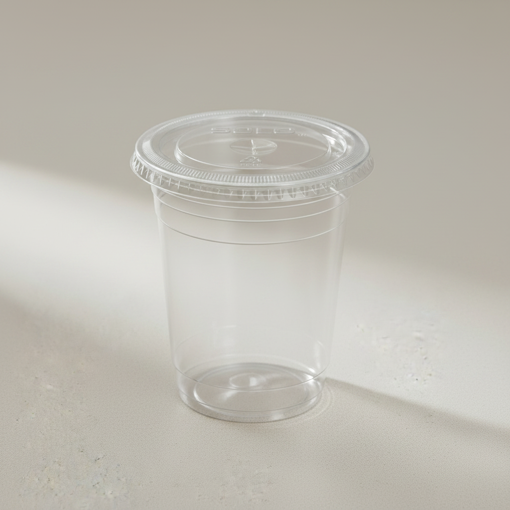 Solo PET Plastic Flat Lid with Straw Slot – Clear Lid for 5–20 oz. Cold Cups - 1,000/Case