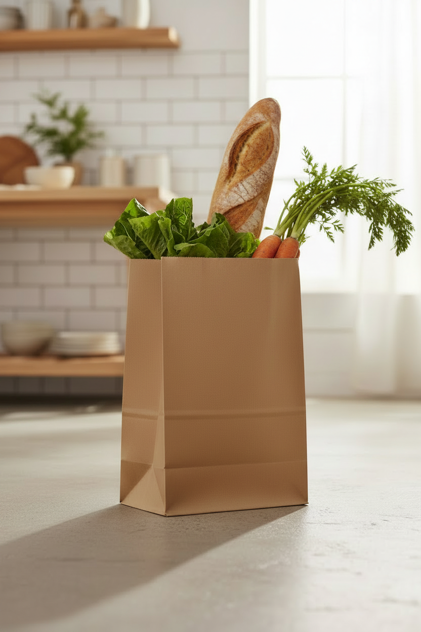 Duro 1/8 Barrel Natural Kraft Paper Bag - tall Scott bag, 57 lb Basis Weight - 500/Bundle
