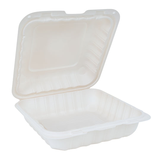 Ecosystems 9" x 9" x 3" MFPP Hinged Clamshell, White – 150/Case