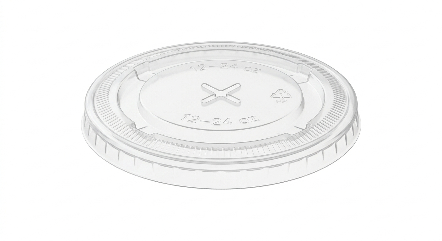 Solo Translucent Flat Plastic Cold Cup Lid with Straw Slot – 12–24 oz. – 2,000/Case