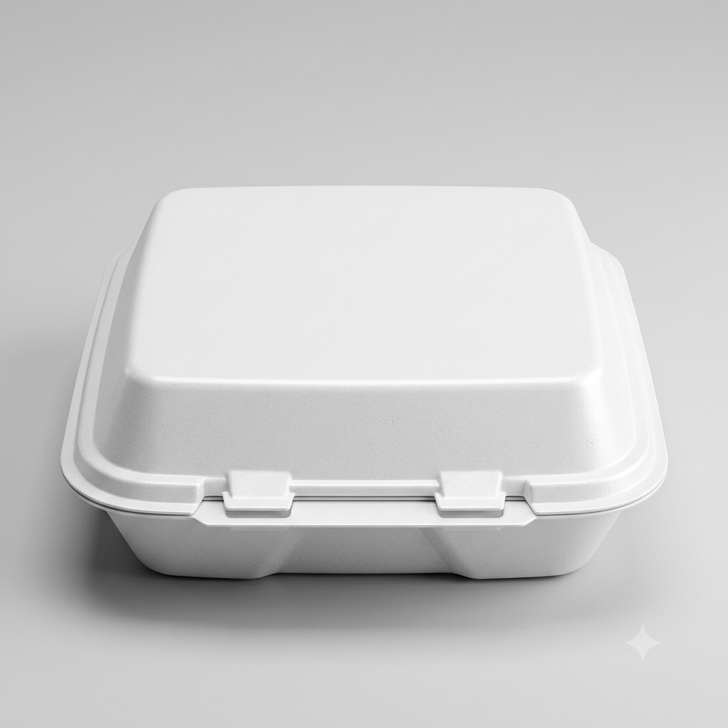 Dart White Foam Large 3-Compartment Hinged Lid Container – 9" x 9" x 3" – 200/Case