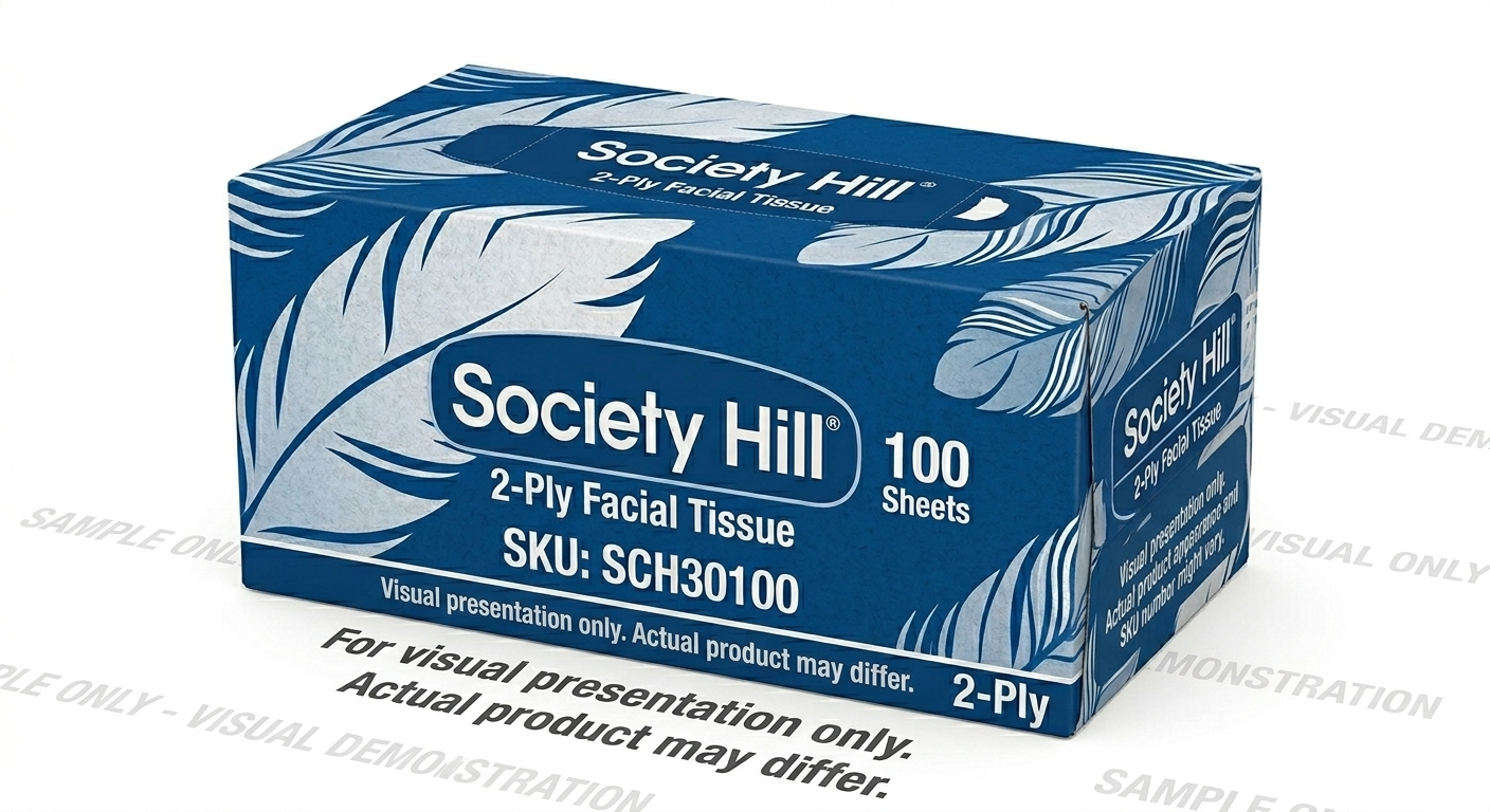 Society Hill 2-Ply Facial Tissue – White, 100 Sheets/Box - 30 Boxes/Case