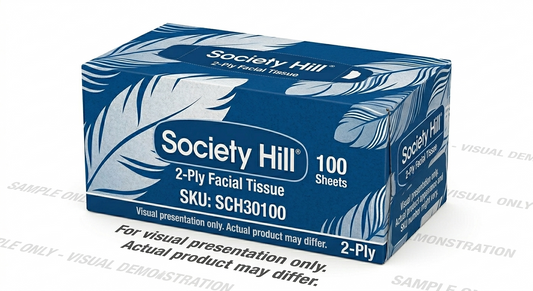 Society Hill 2-Ply Facial Tissue – White, 100 Sheets/Box - 30 Boxes/Case