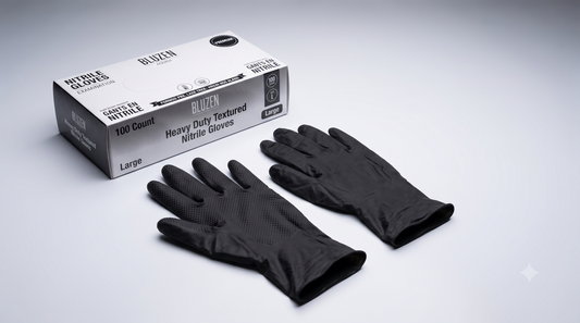 Bluzen Heavy Duty Textured Nitrile Gloves, Large – 1000/Case