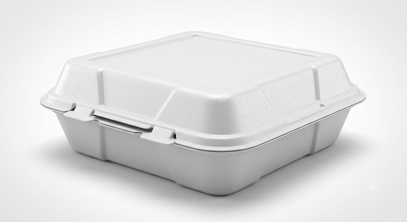 Dart White Foam 3-Compartment Hinged Lid Container – 9.5" x 9" x 3" – 200/Case