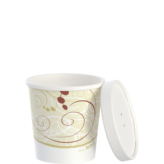 Dart 16 oz. Symphony Print Double Poly-Paper Soup / Hot Food Cup with Vented Paper Lid - 250/Case