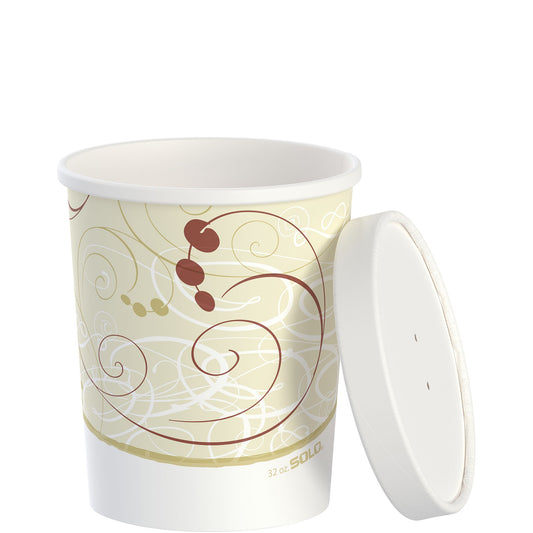 Dart 32 oz. Symphony Print Double Poly-Paper Soup / Hot Food Cup with Vented Paper Lid - 250/Case