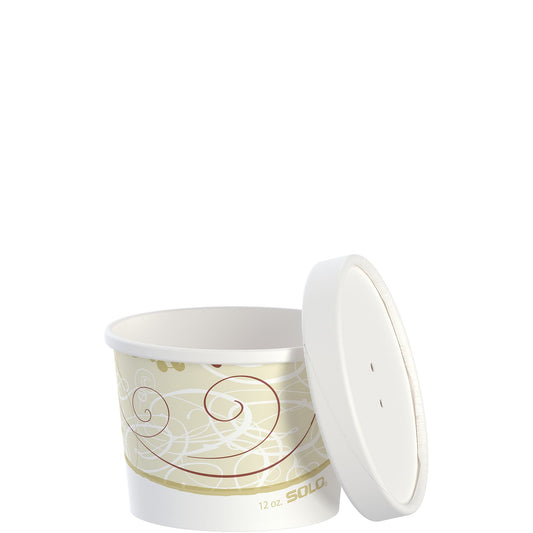 Dart 12 oz. Symphony Print Double Poly-Paper Soup / Hot Food Cup with Vented Paper Lid - 250/Case