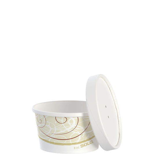 Dart 8 oz. Symphony Print Double Poly-Paper Soup / Hot Food Cup with Vented Paper Lid - 250/Case