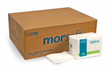 Morsoft by Morcon 1/4 Fold Lunch Napkin – 1-Ply, White, 6,000/Case