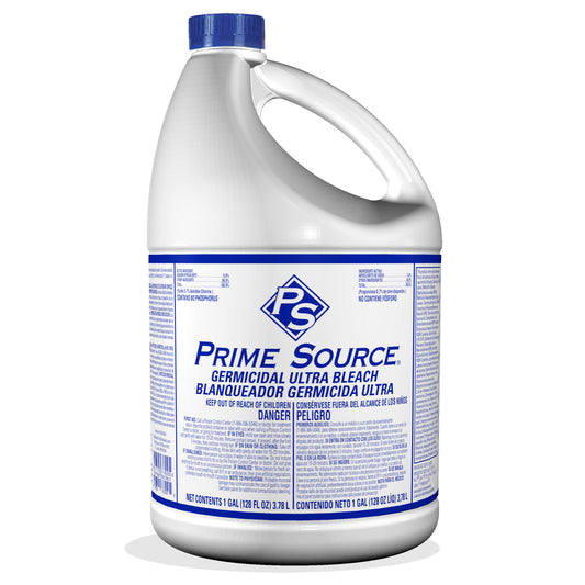 Prime Source Ultra Germicidal Bleach 128 oz 6% Sodium Hypochlorite NSF Certified - 6/Case