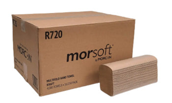 Morcon Morsoft Kraft Multifold Towel 1-Ply 9.05" × 9.25" 250 Sheets/Pack 16 Packs/Case