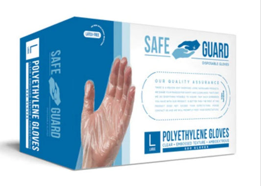 Safeguard Polyethylene Heavy Duty Glove Medium Clear Ambidextrous Food Service - 5,000/Case
