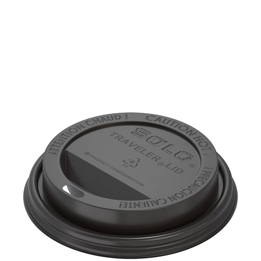 Solo Traveler Black Dome Hot Cup Lid with Sip Hole – 10 to 24 oz. – 1,000/Case