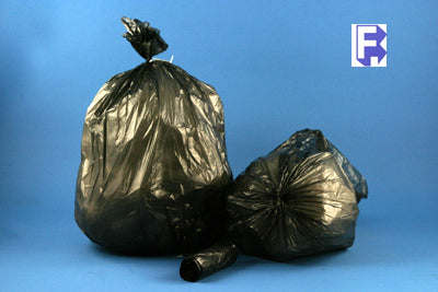 Vintage 40–45 Gallon LLDPE Trash Can Liners, Black, 40" x 46", 0.8 Mil – 100/Case