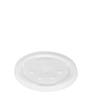 Solo Translucent Flat Plastic Cold Cup Lid with Straw Slot – 28 to 32 oz. – 960/Case