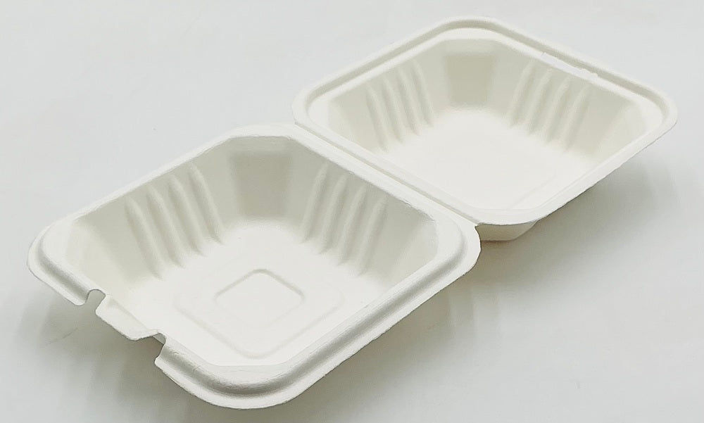 EcoDine by CrystalWare 6" x 6" MFPP Burger Box Hinged Clamshell, White – 250/Case