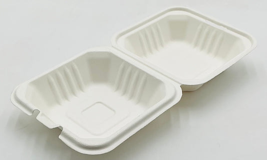 EcoDine by CrystalWare 6" x 6" MFPP Burger Box Hinged Clamshell, White – 250/Case