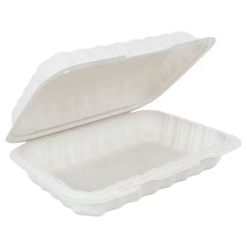 Ecosystems 9" x 6" x 3" MFPP Hinged Clamshell, White – 150/Case
