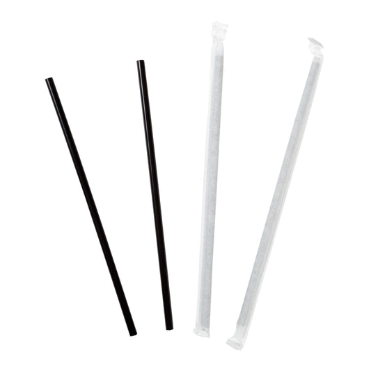 Jumbo Black Paper Wrapped Straws - 7.75" - 10 Boxes / 500 Per Case